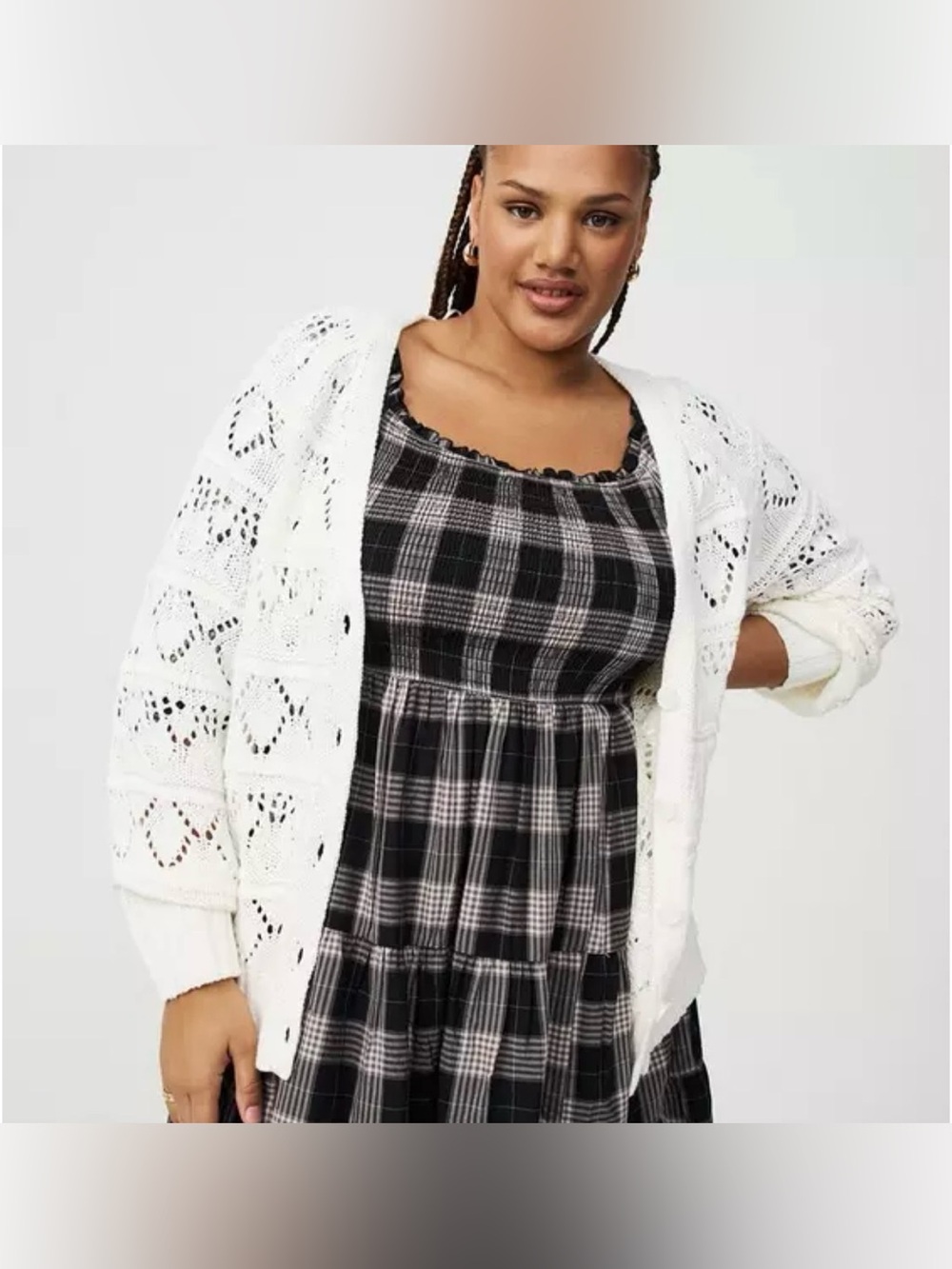 NWT Torrid long sleeve cotton blend cable cardigan off white size 3X